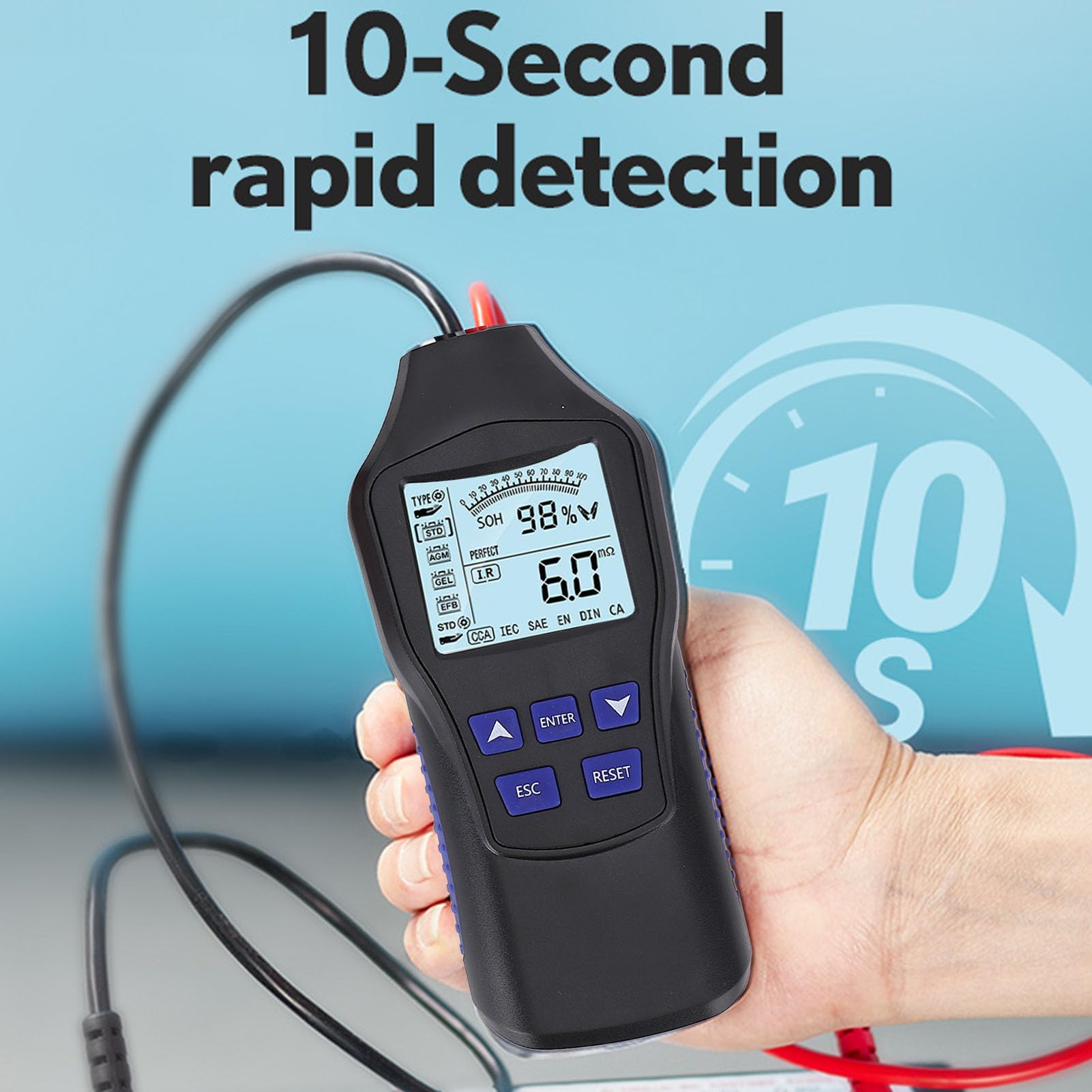 Probador de Batería de Automóvil, 12V de 24 V LCD Voltaje de Voltaje Corriente Detección Automotriz Alternador Probador para Motocicleta Barco RV Marine