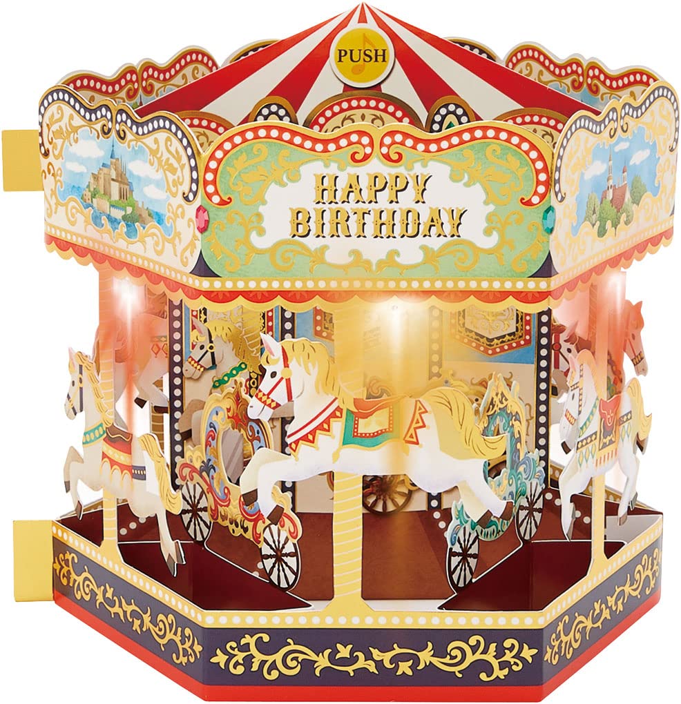 Sanrio Merry-Go-Round 3D Birthday Card Melody Light Up Gold Foil JPME30-2