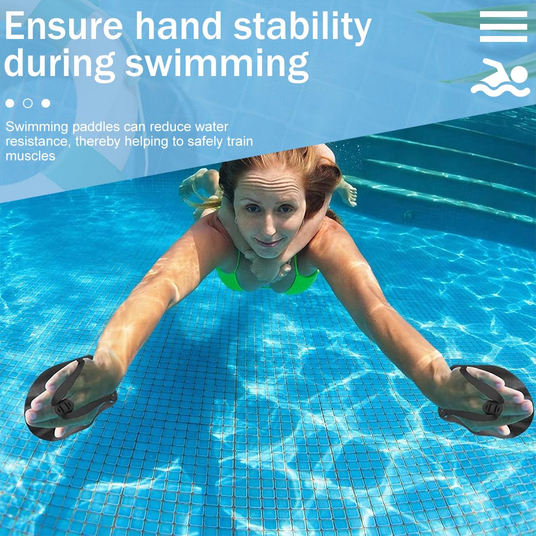 1 Coppia di Mano Paddles Nuoto, Swimmpaddel Adulti, Flossen Adulti, Swimmhilfe con Cinghie Regolabili, Flossen für Swimmer, Per il Nuoto, Accessori per l'Allenamento per Adulti Unisex