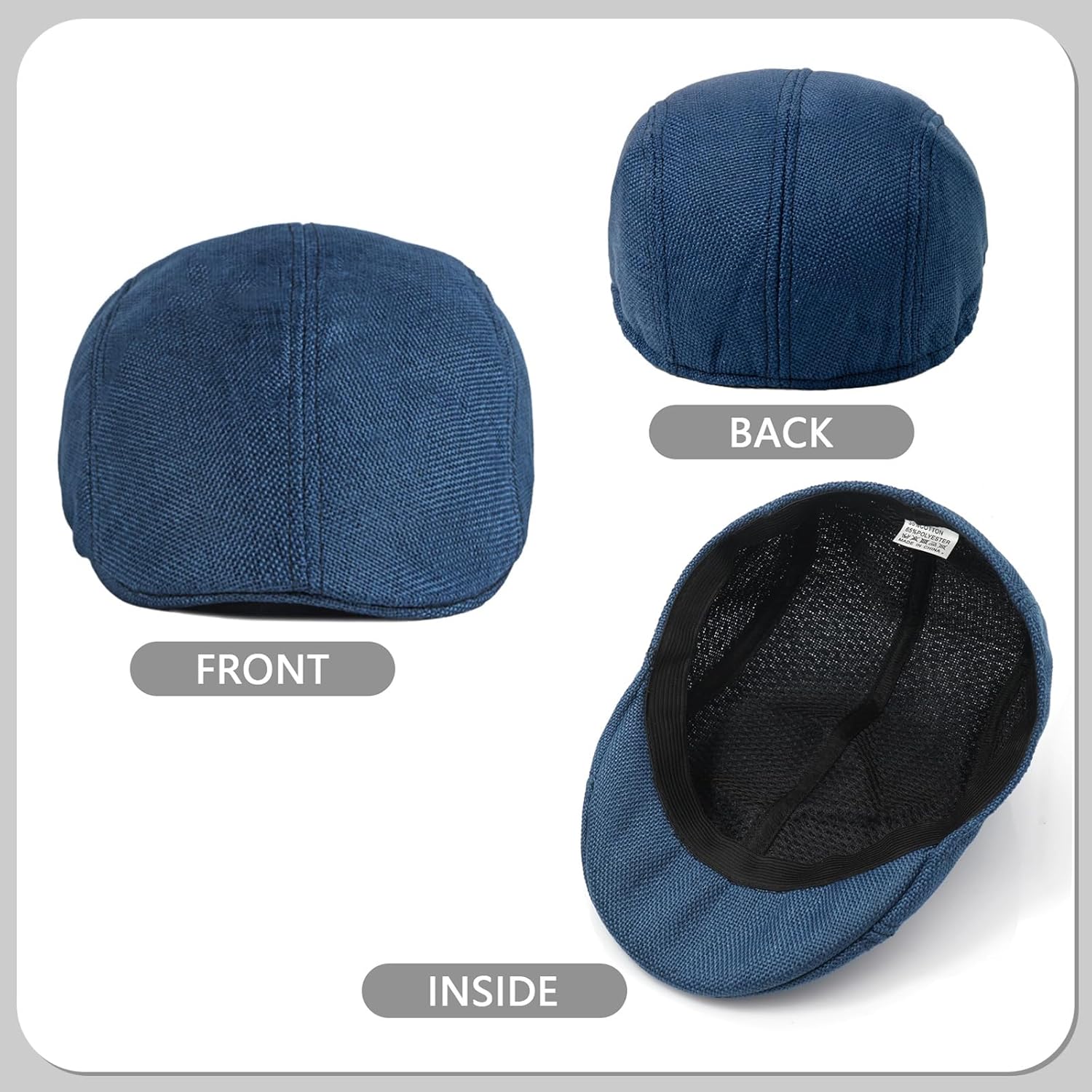 2 Pack Men's Newsboy Hat Imitation Linen Beret Ivy Cap Irish Cabbie Driving Hunting Hats - Image 5