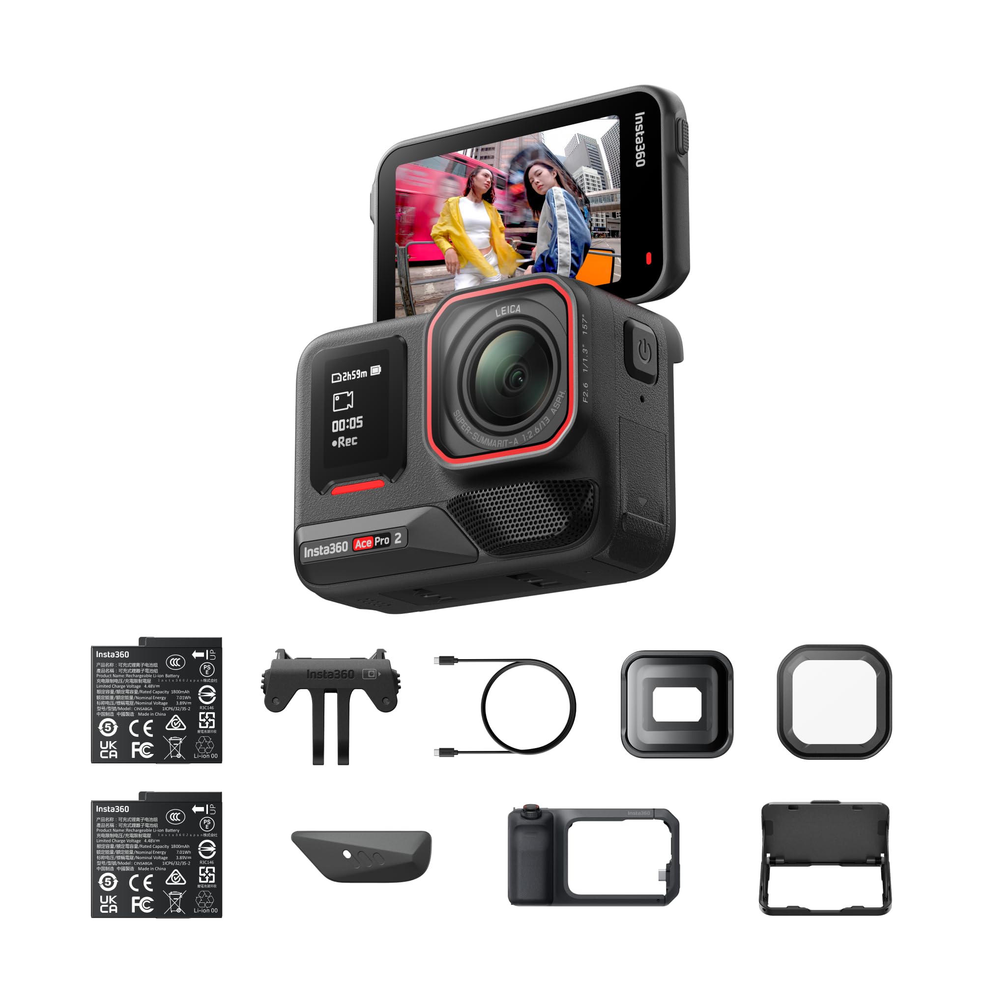 Ace Pro 2 Videography Bundle Limited Edition - 8K Waterproof Action Camera, Co-Engineered with Leica, 1/1.3" Sensor, Dual AI Chip, Premium Street Photography Grip with Luxury Custom Gift Box