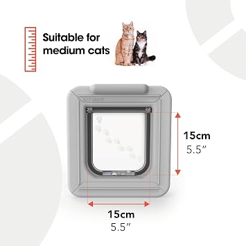 Cat Mate Elite Microchip Cat Flap with Digital Timer & LCD Display (355) - for Small to Average Sized Cats, Easy Installation in UPVC Doors, Glass, and Wood, White