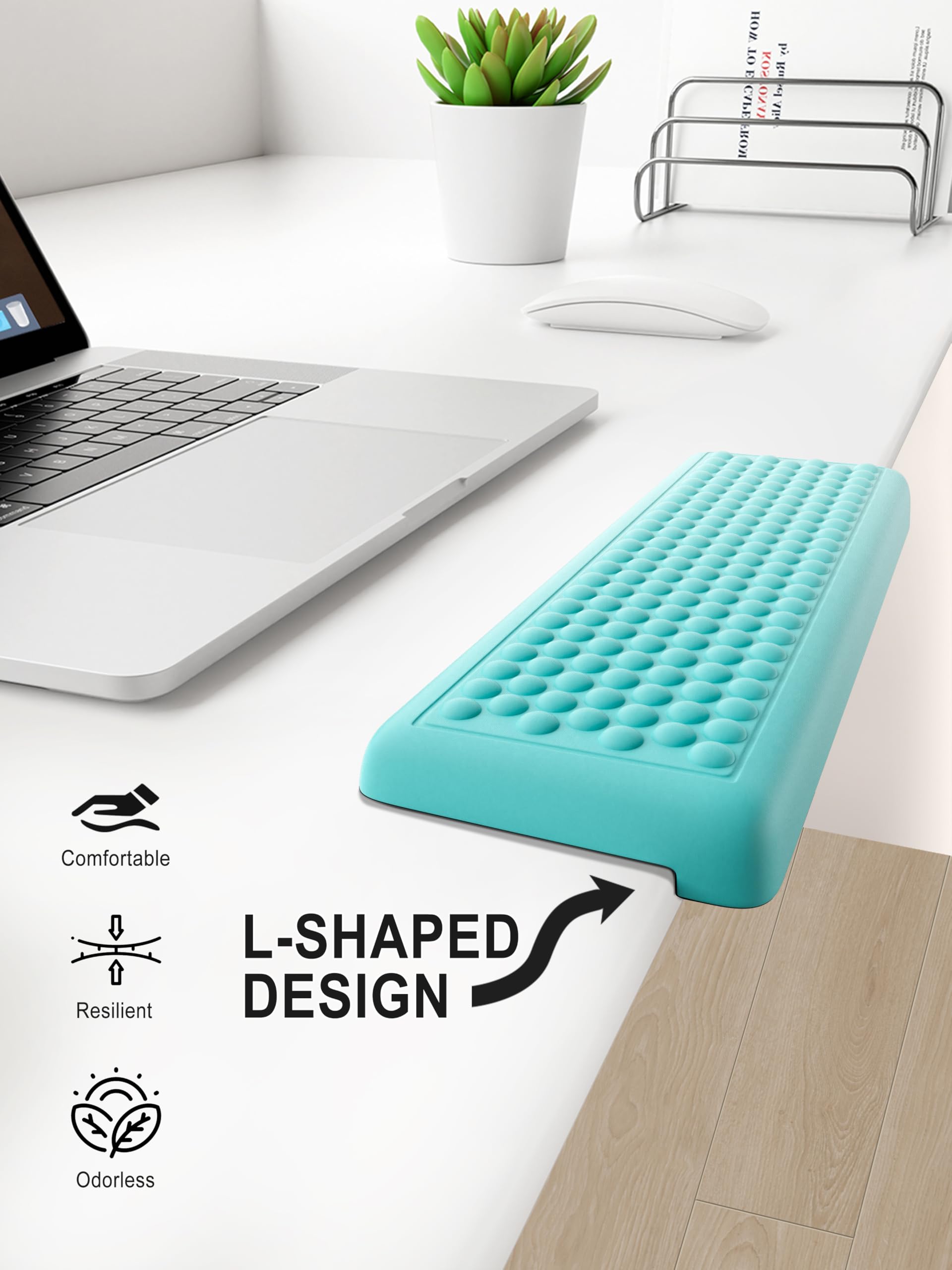 Hsurbtra L-Shaped Desk Elbow Pad, 2-Piece Soft Memory Foam Elbow Support Padding with Non-Slip Rubber Base, Ergonomic Desk Edge Cushion Wrist Rest for Office, Home, Work, Gaming, Gradient Lake Green - Image 4