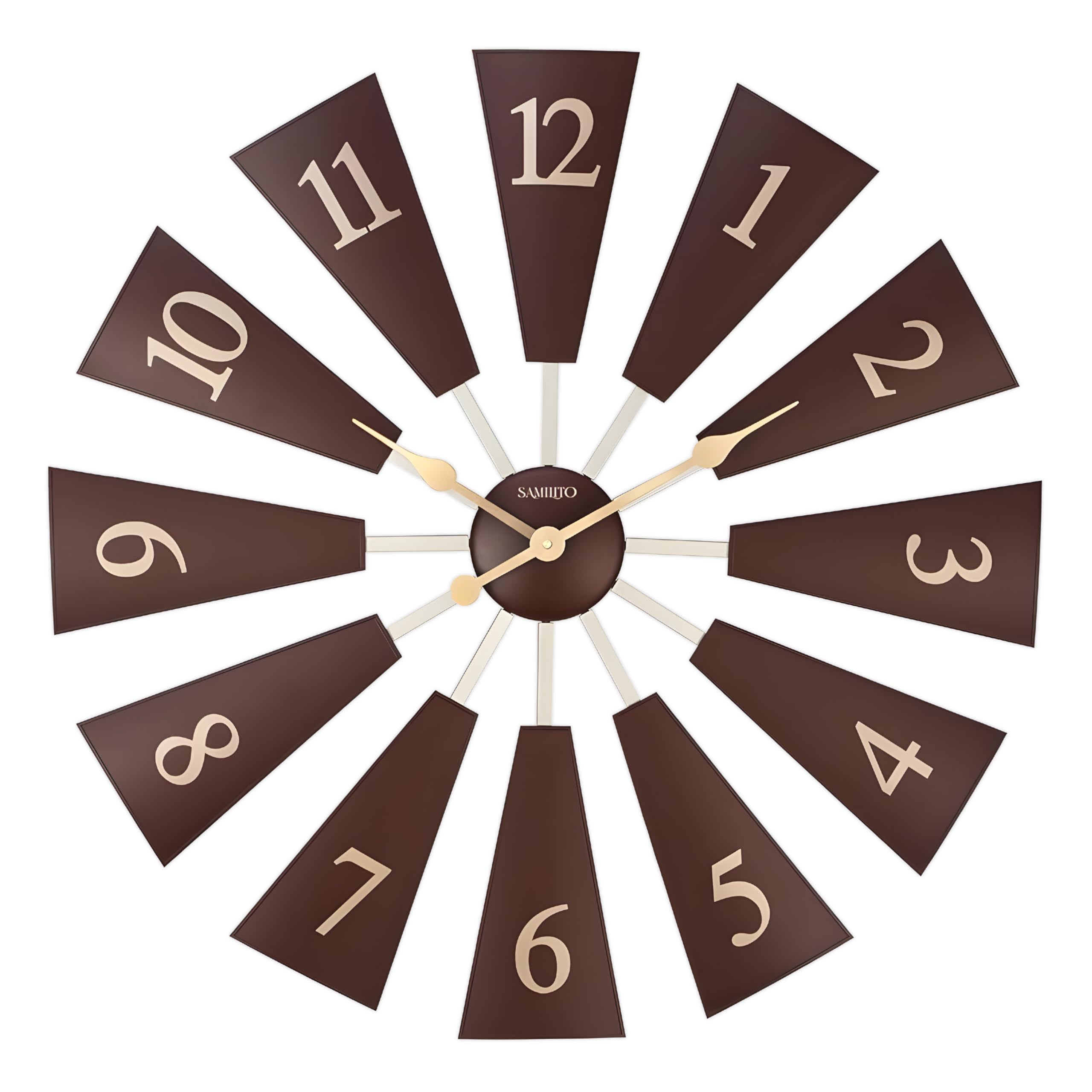 Bauernhaus-Wanduhr Mit Windmühlen-Design – Größe Verstellbar Von 61 Bis 81 Cm, Walnussbraun