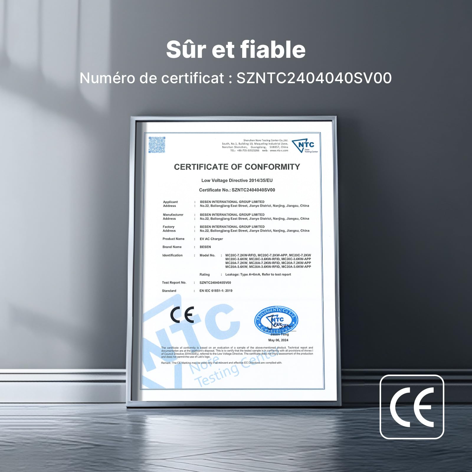 Borne de Recharge véhicule électrique Wallbox 7KW avec app et câble TPU 6 m | Wallbox 7 kW monophasé, Type 2, IP65, 6‑32A, 230V, app WiFi/Bluetooth, RCD Type A 30mA + DC 6mA, Certifié TÜV et CE.