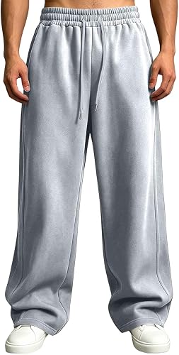 Shiketong Mens Sweat Pants Y2k Athletic Drawstring Waist Jogging Slacks with Poc