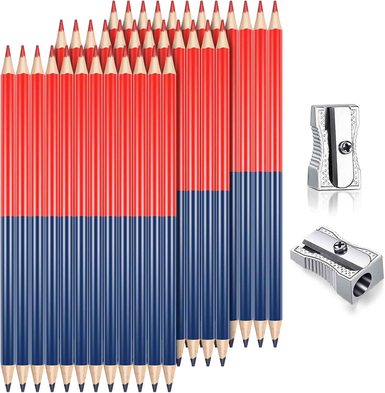 Containlol 36 Pieces Red and Blue Checking Pencils 2 HB Erasable for School