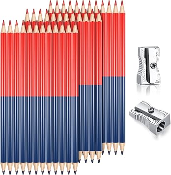 Containlol 36 Pieces Red and Blue Checking Pencils 2 HB Erasable for School