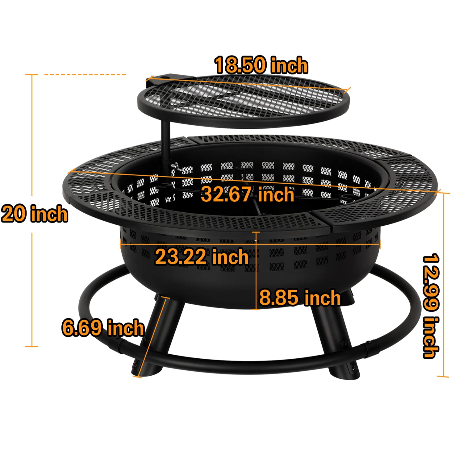 Buy Hykolity 2 in 1 Fire Pit with Swivel Cooking Grill, 32" Wood