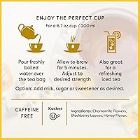 Vista 8 de Wissotzky Chamomile & Honey Herbal Tea, 20 Tea Bags Soothing Blend Caffeine Free Tea Relaxation