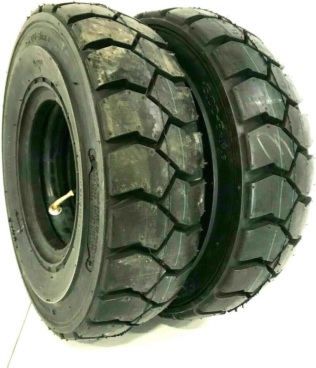 Two 5.00-8 500-8 Forklift Tire With Tubes, Flap Grip Plus Heavy Duty
