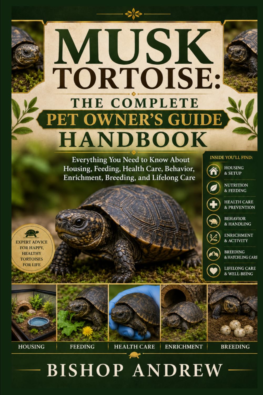 Musk Tortoise: The Complete Pet Owner’s Guide Handbook: Everything You Need to Know About Housing, Feeding, Health Care, Behavior, Enrichment, Breeding, and Lifelong Care