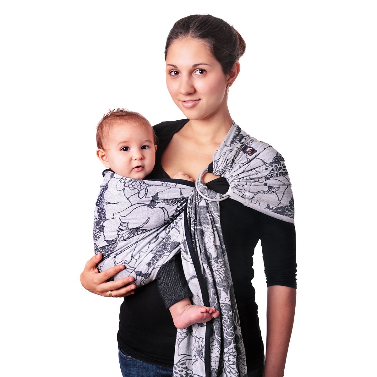 Hoppediz Ring-Sling, Fascia porta bebè per neonati e bambini con due anelli in alluminio, 0-36 mesi, 3-20 kg, Firenze