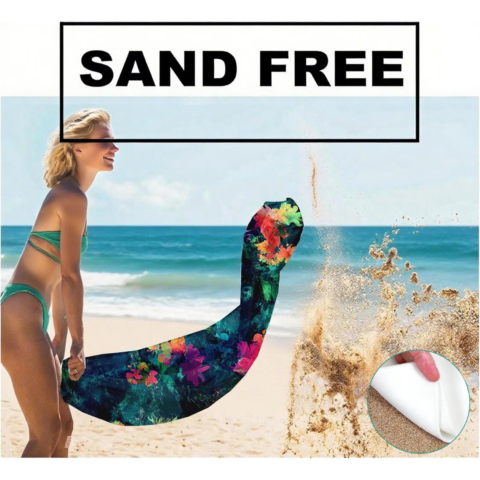 Toallas de Playa Microfibra Verde Toalla Playa Grande 180x90 cm Mujer Hombre Secado Rápido Absorbente Toallas Gimnasio Suave Sin Arena Ligera Toalla Microfibra para Playas Piscina Viajes Camping Q-252