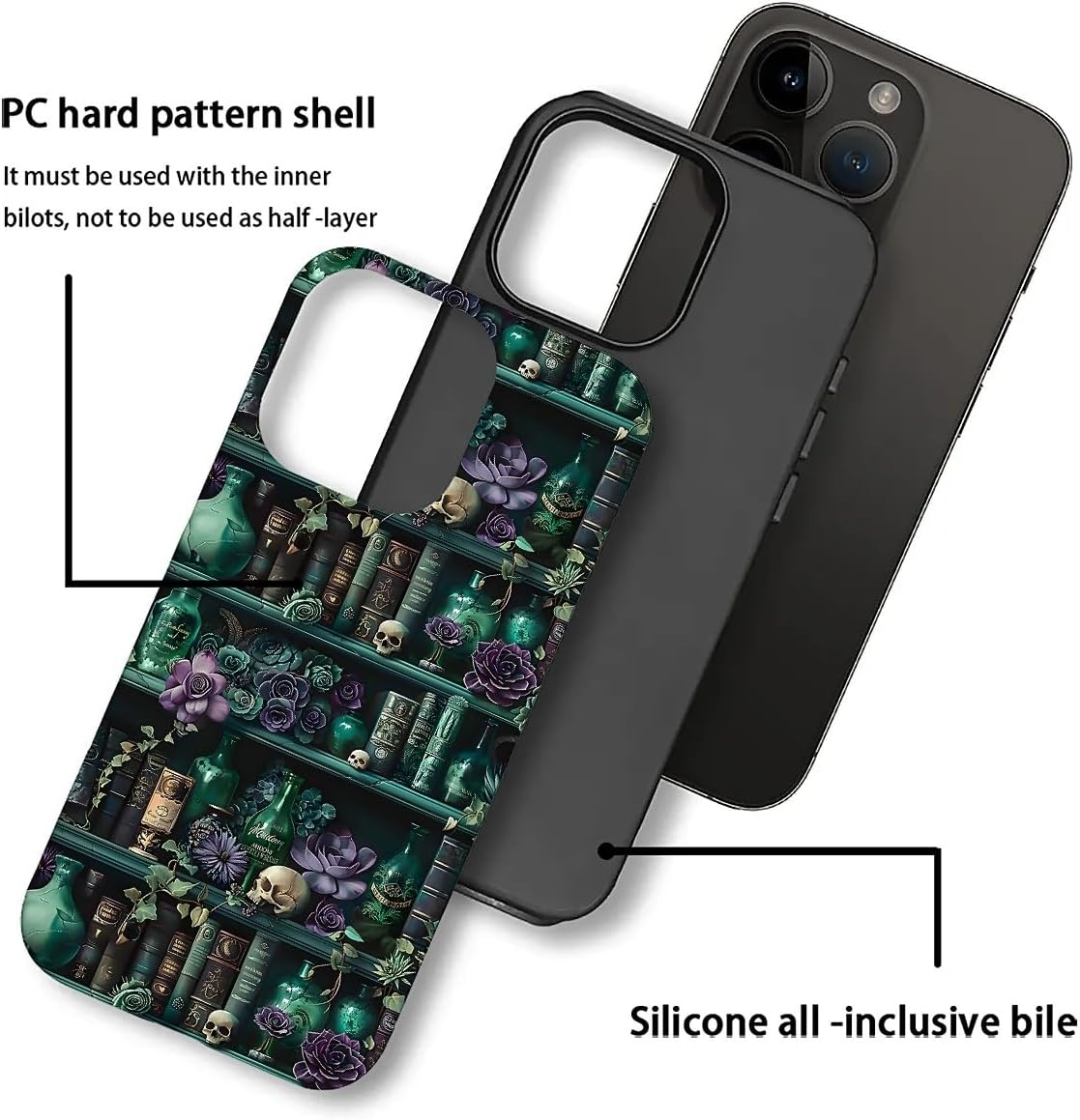 DAIZAG Compatible with iPhone 16 Pro Max Case,The Magician's Bookshelf 2 in 1 Heavy Duty Shockproof Rugged Hard PC+Soft Silicone Protective Cover - Image 2