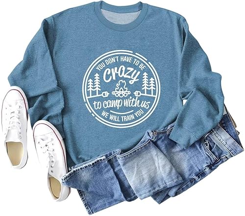 Miniatura 2 de Camiseta de campamento para mujer, con texto en inglés "You Don't Have to Be Crazy Funny Short Sleeve Graphic Tee, Sisters & Friends Camper Gifts