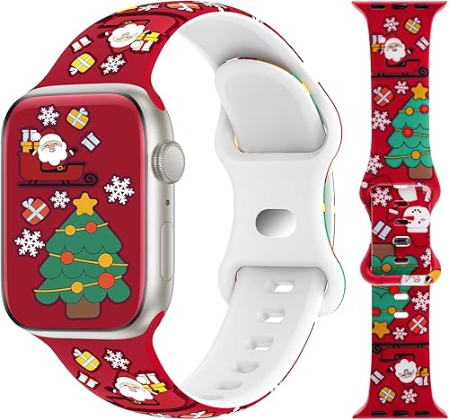 Miniatura 8 de TSAAGAN Correas de silicona navideñas compatibles con Apple Watch Band de 1.496 in, 1.575 in, 1.614 in, 1.654 in, 1.732 in, 1.772 in, correa suave