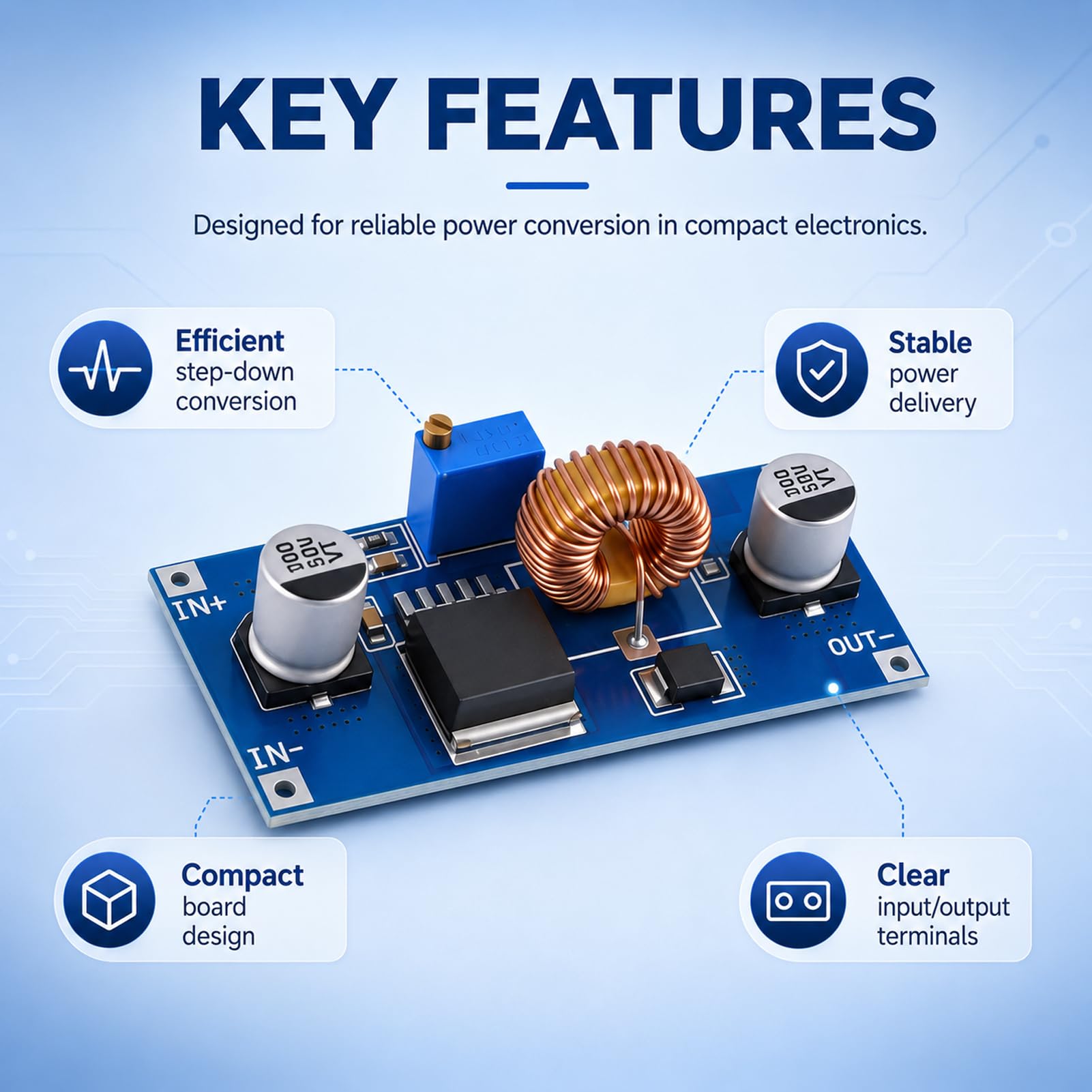 3 Stück DC-DC XL4015 5 A verstellbarer Regler Spannung 4 V-38 V auf 1,25 V-36 V, Step Down Konverter, hohe Effizienz 96 %, für Arduino-LED, Stromversorgung DIY Elektronik