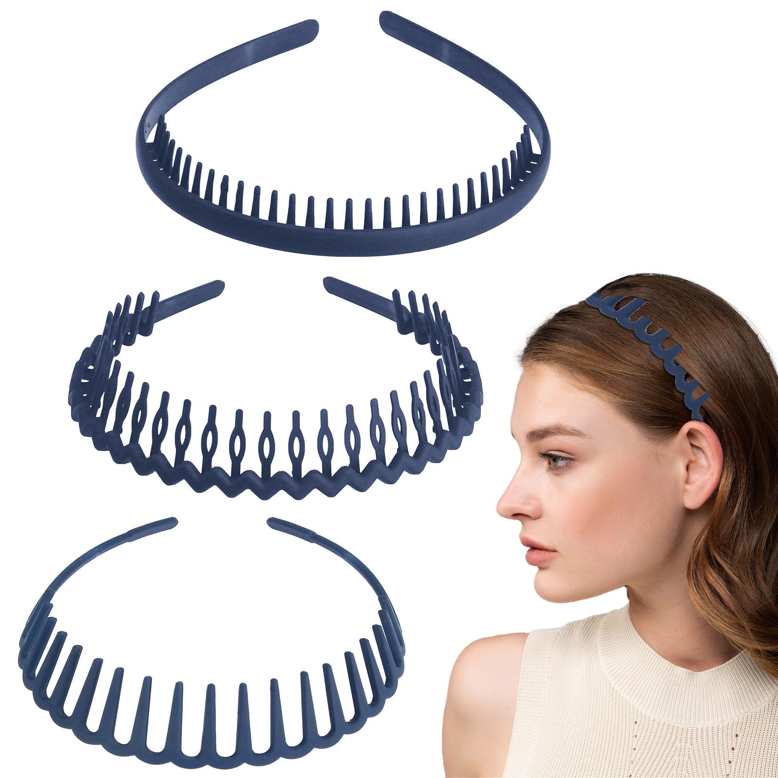 6-Piece Shark Tooth Hair Comb Headbands For Girls & Women: Plastic, U