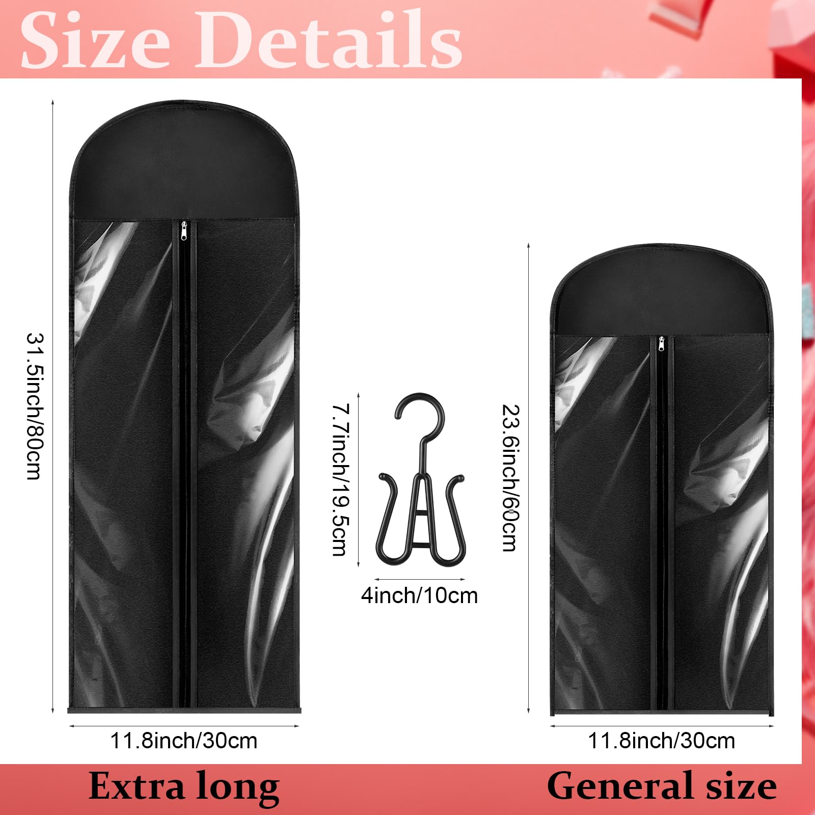 ULELE Hair Storage Bag, 6-Piece Wig Hanger Set including Hook, Dustproof Portable Holder for Multiple Hairpieces (Black - Image 2