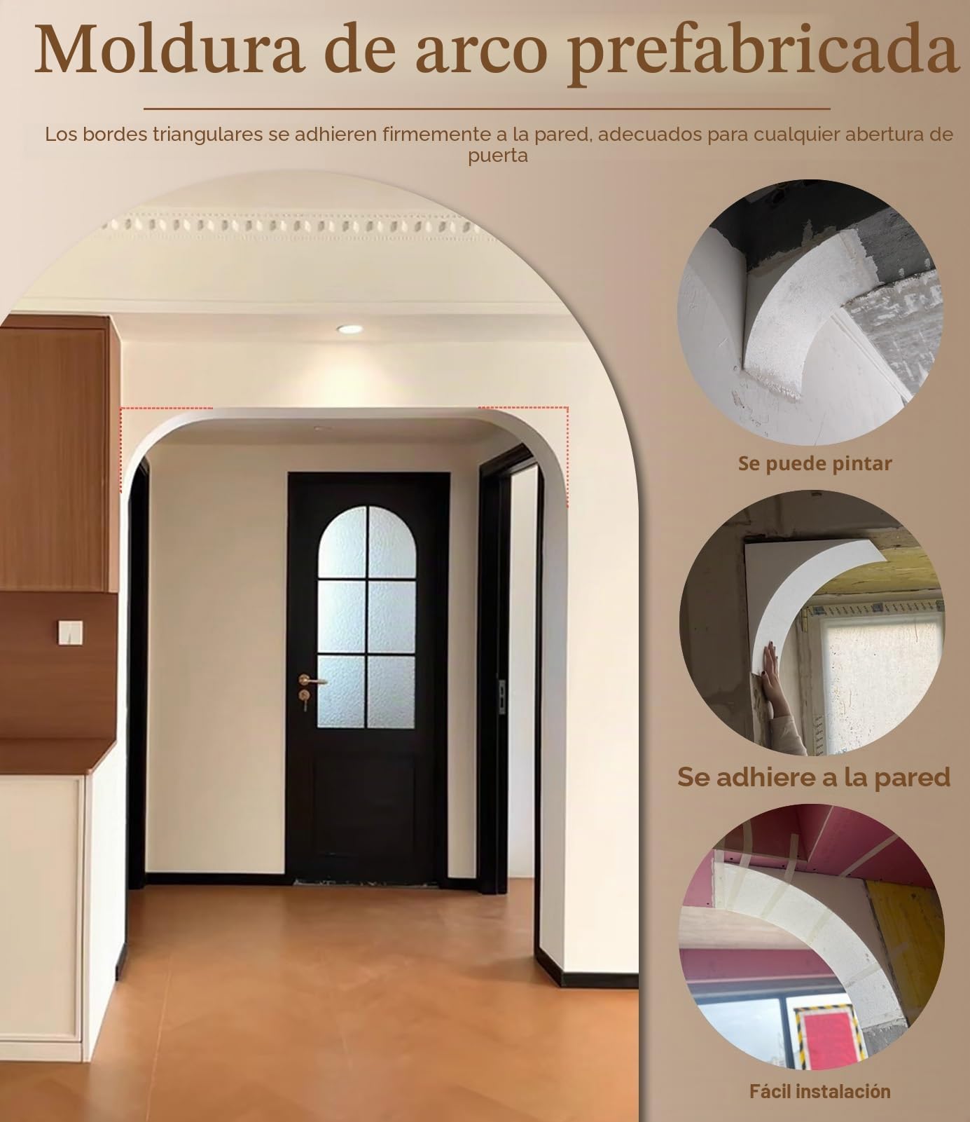 Kit de 2 Piezas para Arco de Puerta en Pared de Yeso/Pladur, Moldura de Arco de Puerta Redonda de Espuma, Moldura de Arco Universal(10x10x10cm (3.9x3.9x3.9"))