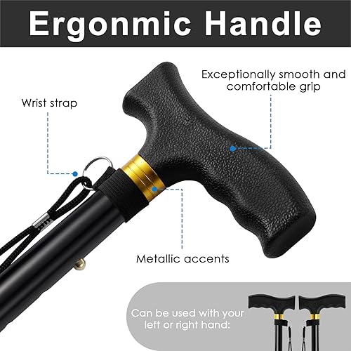 Miniatura 3 de Walking Cane ANCKNE Cane for Woman  Lightweight, 5-Level Height Adjustable and Aluminum Folding Canes for Seniors  Ergonomic Wheeled Handle