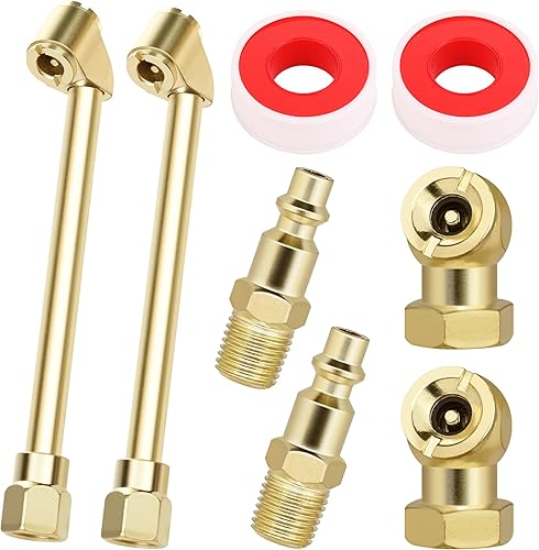 Hromee 8 Pieces Air Chuck Set with Dual Head Tire Chuck, Closed Ball Air Chuck and 14 Inch Male Air Plug, Heavy Duty Air Compressor Tire Inflation Hromee 8 Pieces Air Chuck Set with Dual Head Tire Chuck, Closed Ball Air Chuck and 14 Inch Male Air Plug, Heavy Duty Air Compressor Tire Inflation