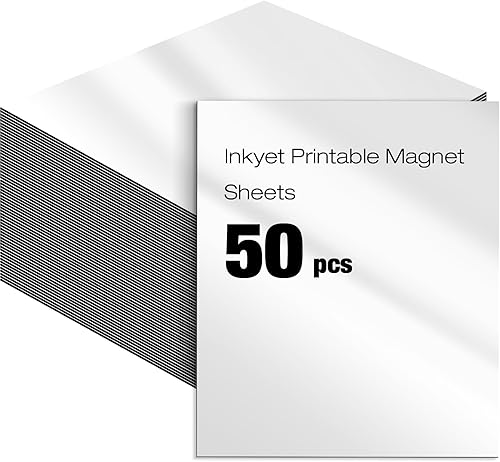 Xuhal 50 hojas magnéticas imprimibles de 8.5 x 11 pulgadas, hojas magnéticas blancas brillantes, no adhesivas, papel de impresora magnético de 11