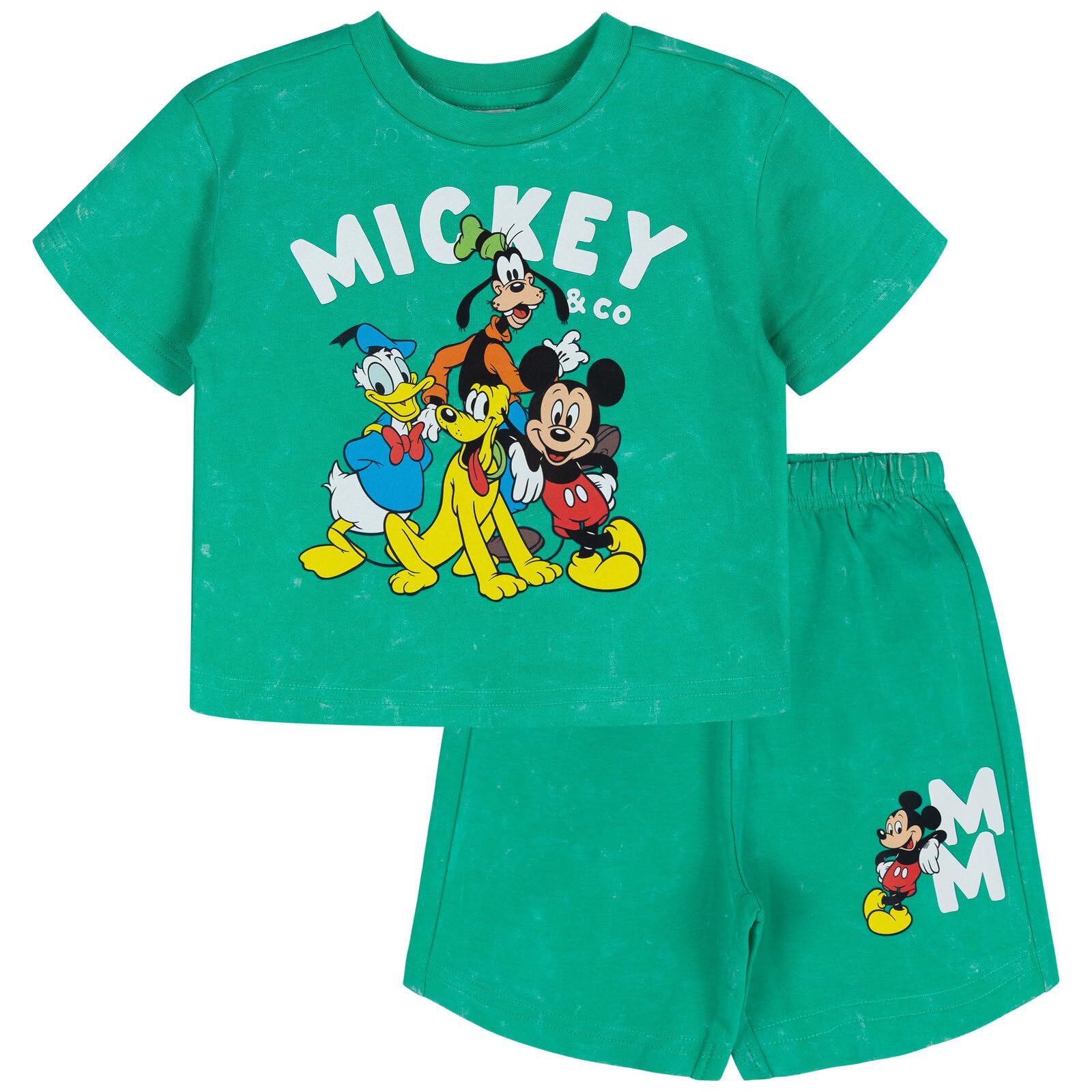 Disney Mickey Mouse Vintage Wash T-Shirt and Shorts Outfit Set Toddler to Big Kid Sizes (2T - 10-12)