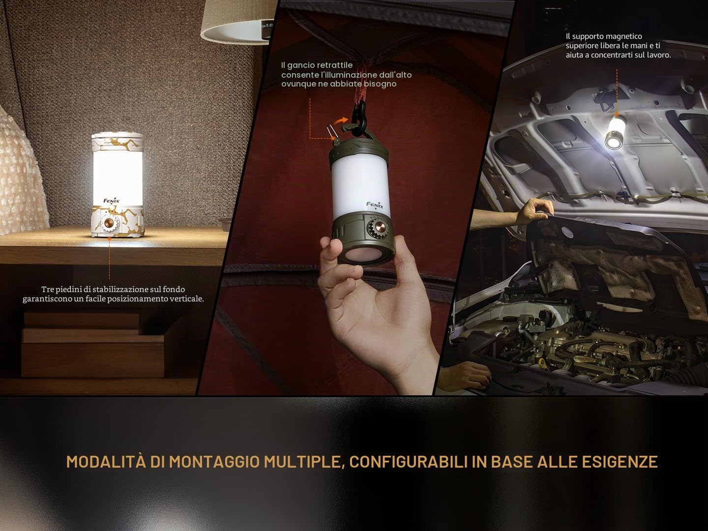 FENIX CL26R Pro - Lampada da campeggio a LED con connettore USB, 650 lumen, colore: Oliva