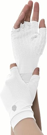 Mens Womens SPF Fingerless Gloves Mittens Sun Protection Unisex Driving Gloves UPF 50+ With Silicone Gel