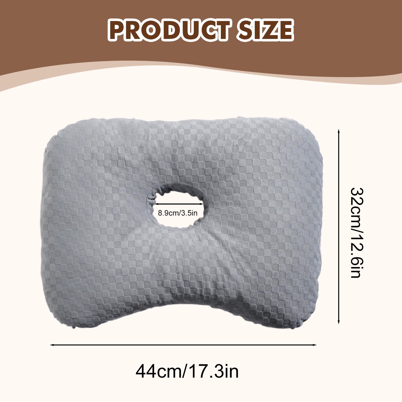 Coussin De Piercing Avec Trou - Pour Dormir Sur Le Côté Sans Douleur - Soulage Les Oreilles Percées - Gris Doux Hypoallergénique - 4