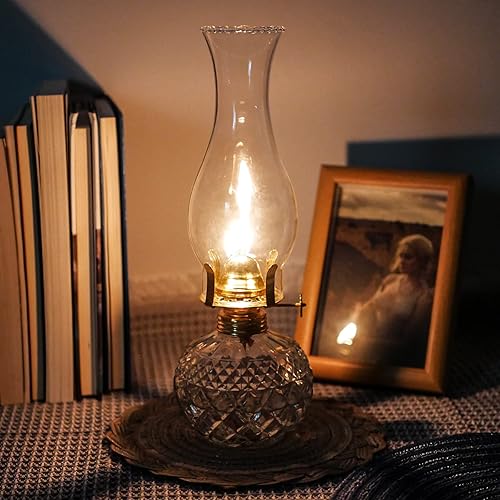 Miniatura 3 de Lámpara de aceite pequeña de repuesto para chimenea, base de 2 1/8 pulgadas por 7 1/8 pulgadas de alto, cristal transparente, parte superior