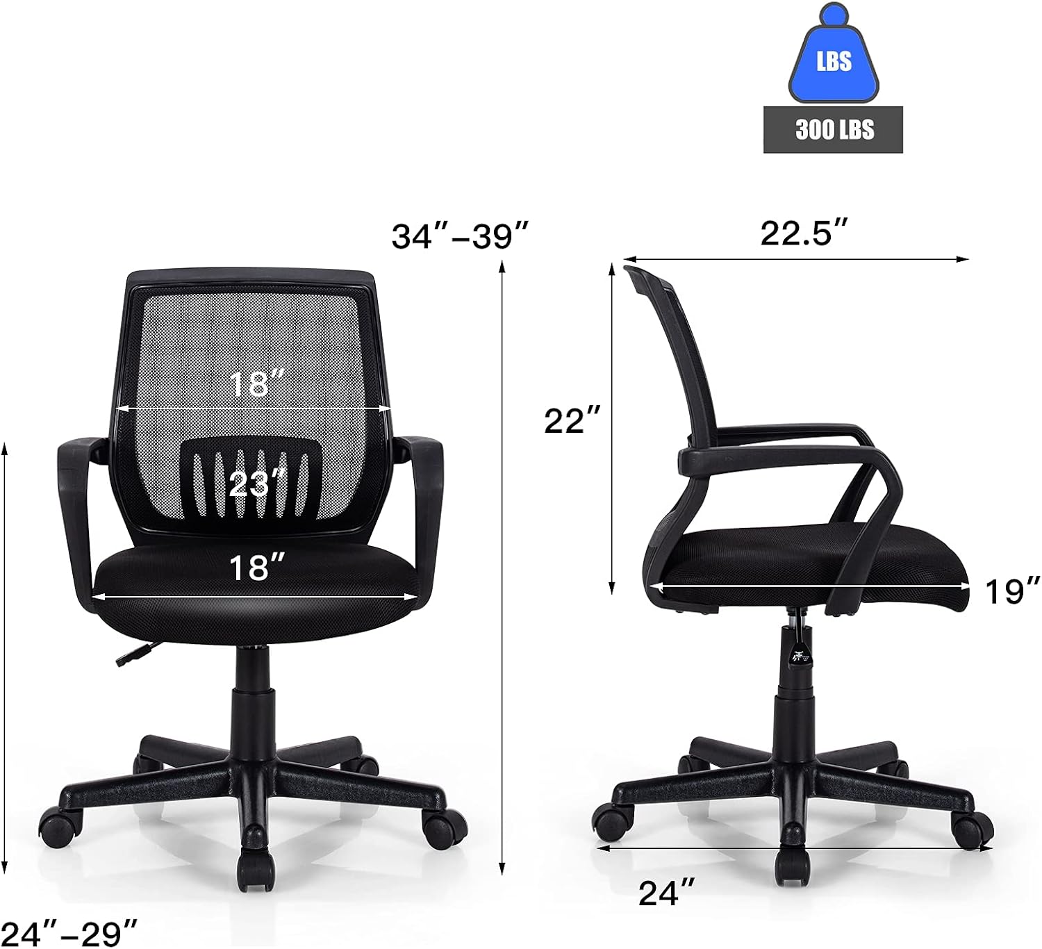 POWERSTONE Office Chair Computer Desk Chair - High Back Ergonomic Executive Office Seating Lumbar Support Breathable Adjustable Swivel Task Chairs
