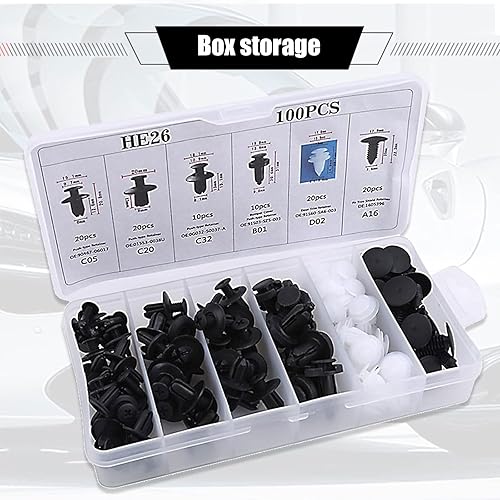 Miniatura 4 de 100 clips de retención para parachoques de automóvil, clip de remache con herramienta de extracción, repuesto de sujetadores, piezas de vehículos a