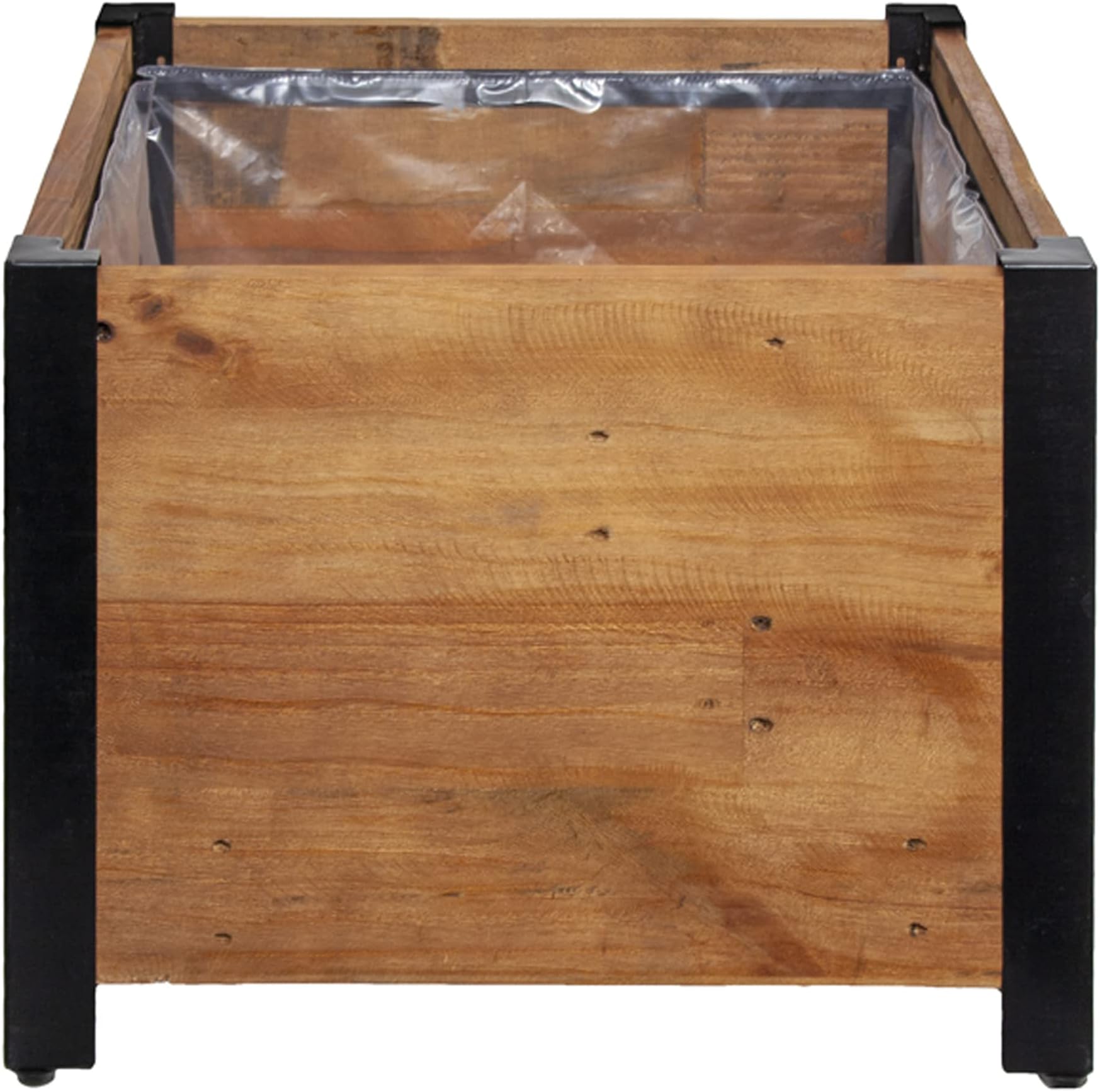 Urban Garden Low Profile Planter, FSC Recycled Wood, Square, Natural Brown