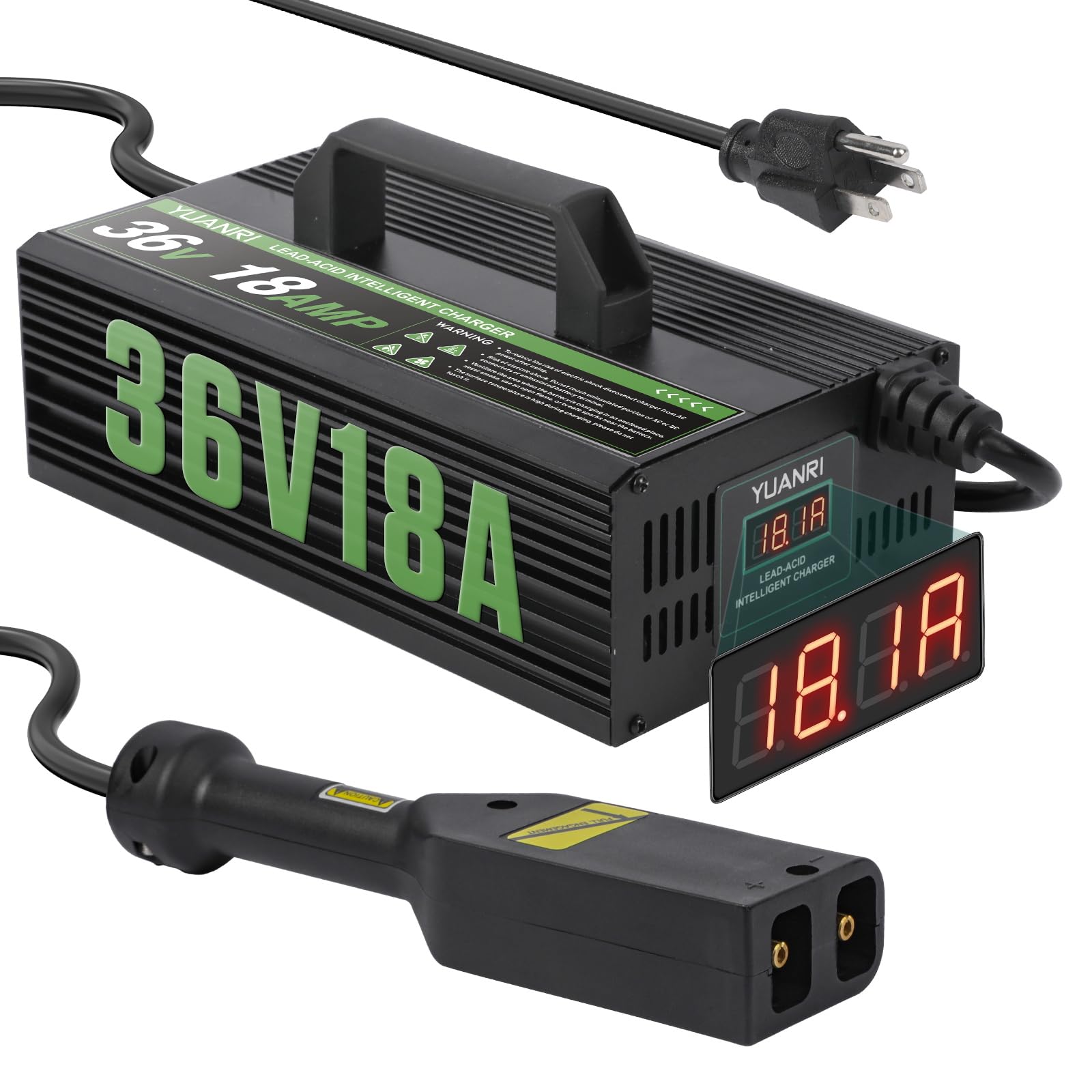 Golf Cart Charger 36 Volt EZGO TXT 18 AMP with LCD Display EZGO Golf Cart Battery Charger 36V Trickle Charger for Lead-Acid Battery 16 FT Cable EZ-go Charger 36 Volt for 1996 to Present