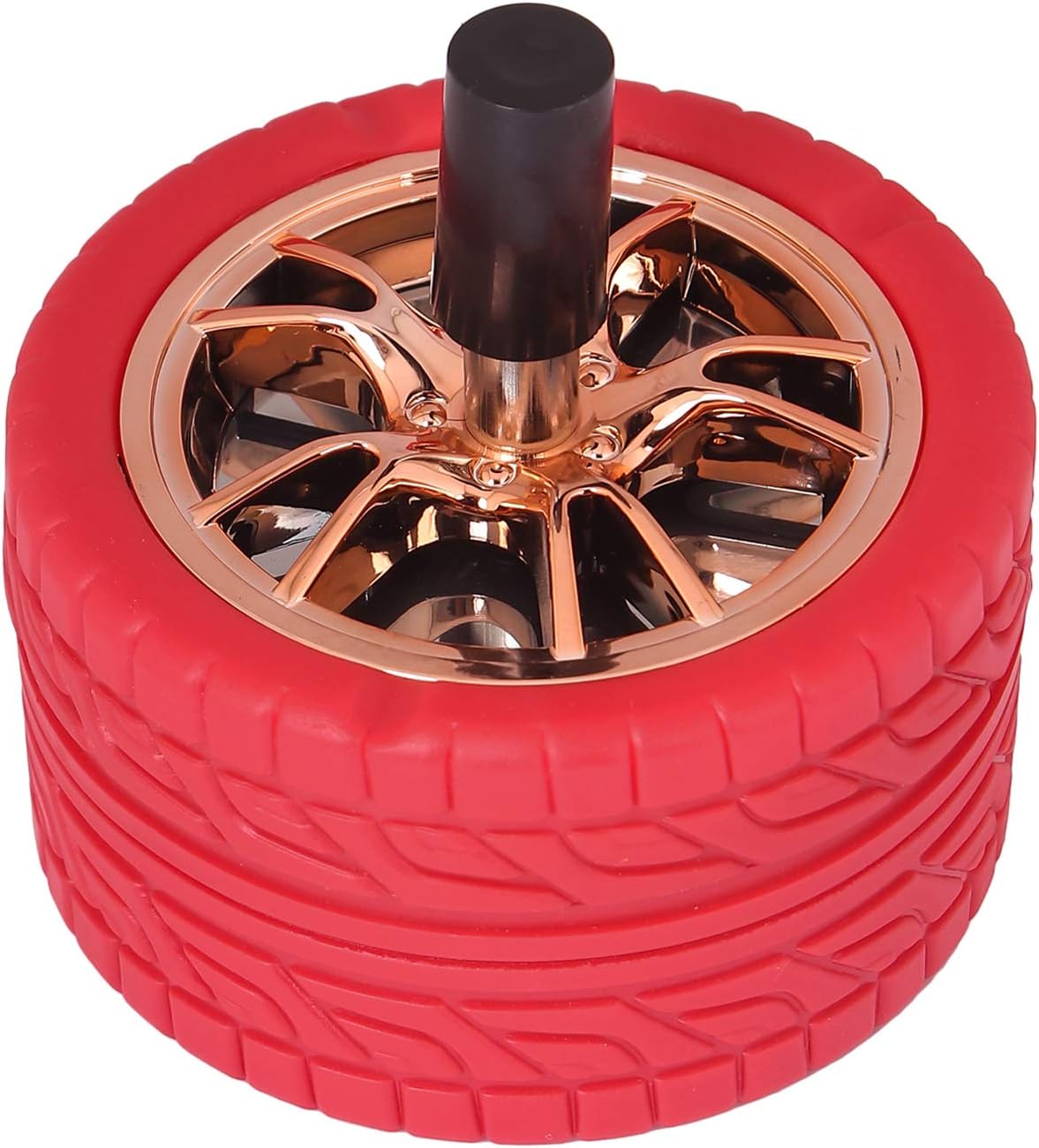 DAIVE Spinning Ashtray Push Down round ashtray for Home,Office,Car and Gifts (ALLOY WHEEL RED)