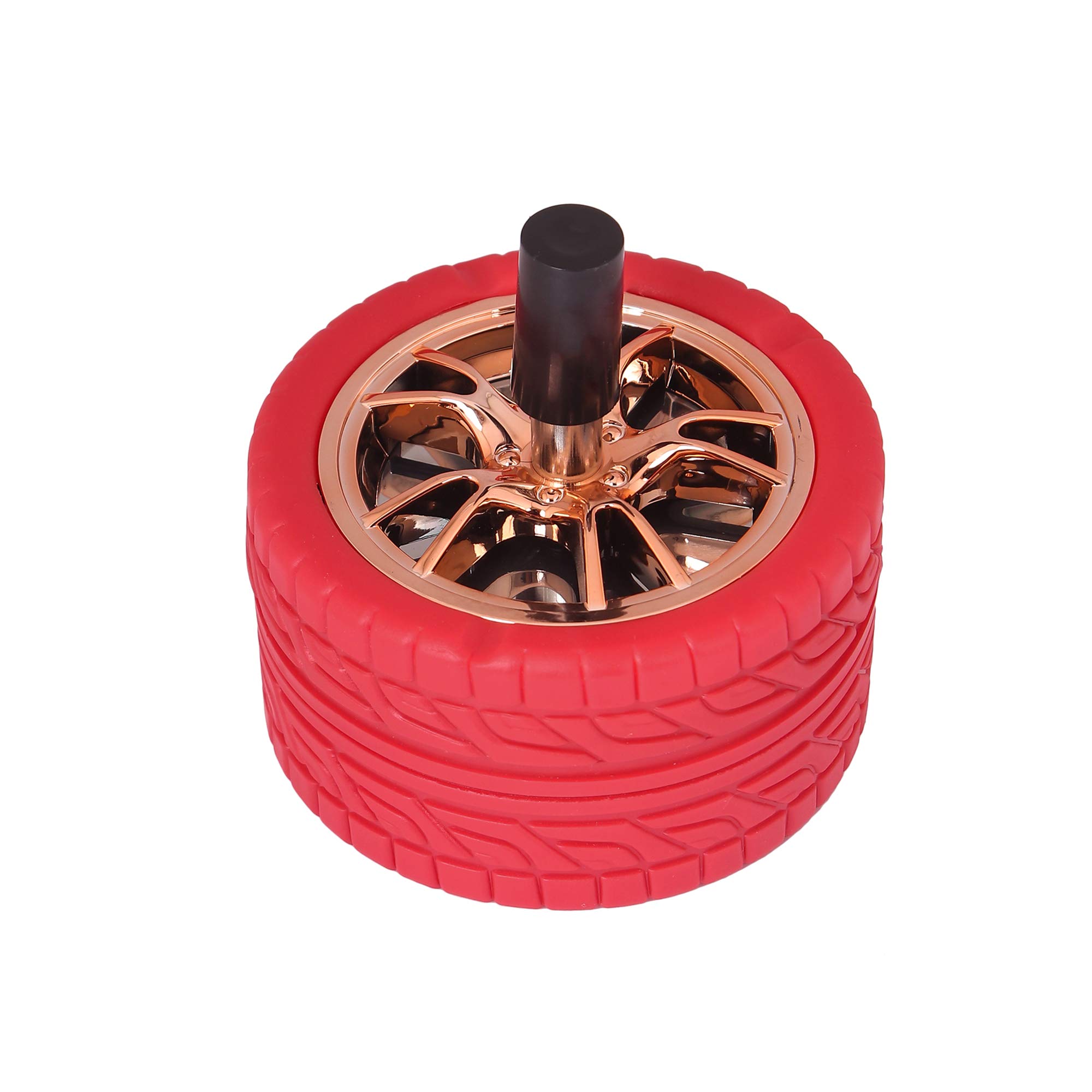 DAIVE Spinning Ashtray Push Down round ashtray for Home,Office,Car and Gifts (ALLOY WHEEL RED)