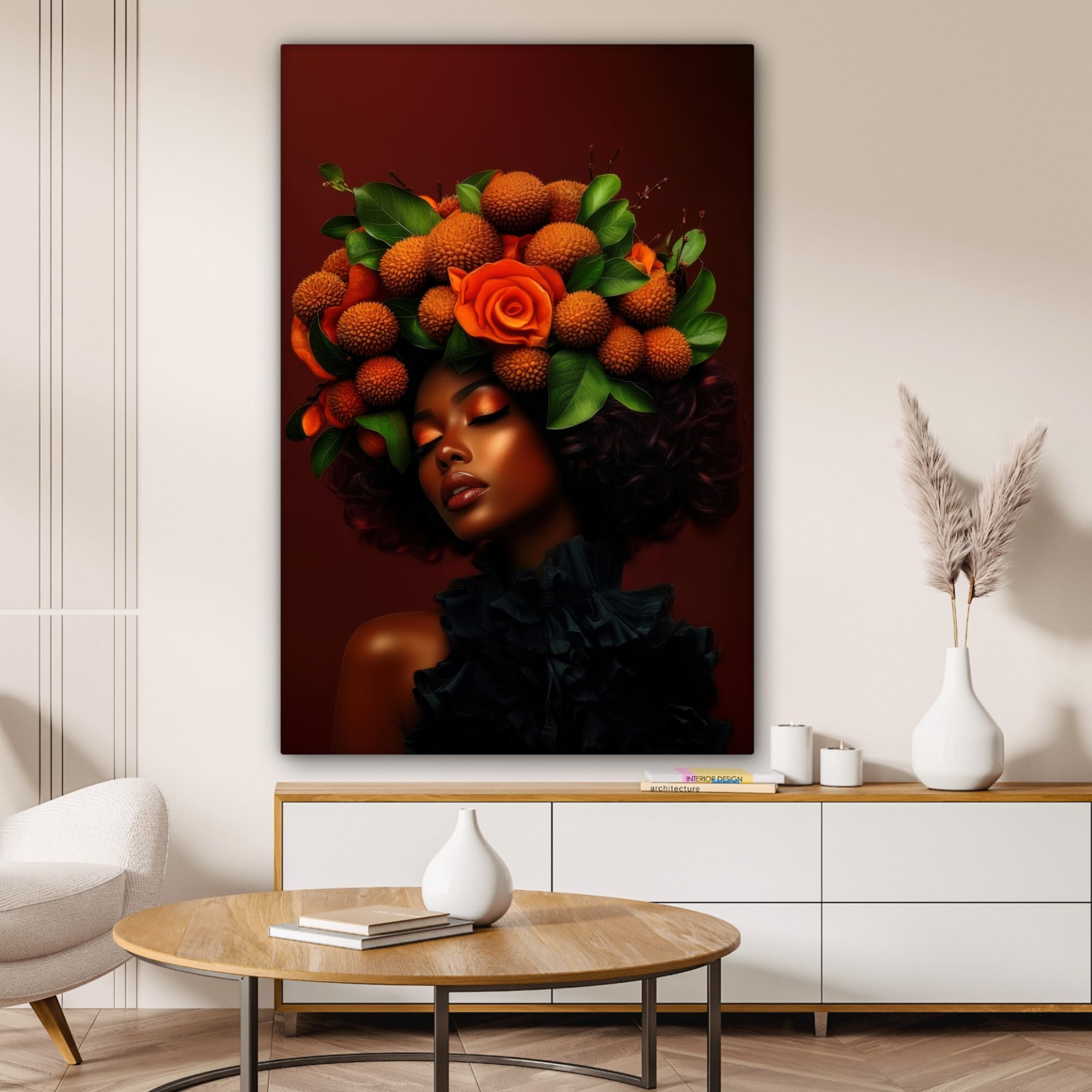MuchoWow© Quadri Moderni Soggiorno Poster Da Parete Decorazioni Muro | 80x120 cm - Salotto Quadro Grande Foto Con Cornice Stampe Su Tela Camera Da Letto Donna - Litchi - Esotico