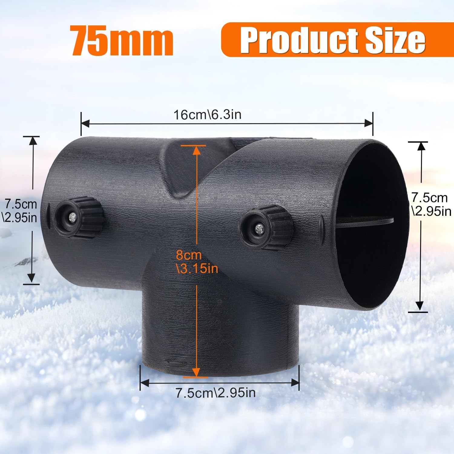 75mm Diesel Heater Ducting T-Joint,5-8KW 3 Way Air Duct Splitter with Adjustable Shut-Off Valves,Universal Ducting Adapter for Webasto Eberspacher Propex RV Car Truck Heater,Black
