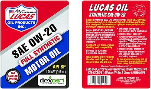 Vista 16 de Lucas Oil 10054-PK6 - Aceite sintético de motor de alto rendimiento 20W-50. Botella de 1 cuarto de galón (paquete de 6)