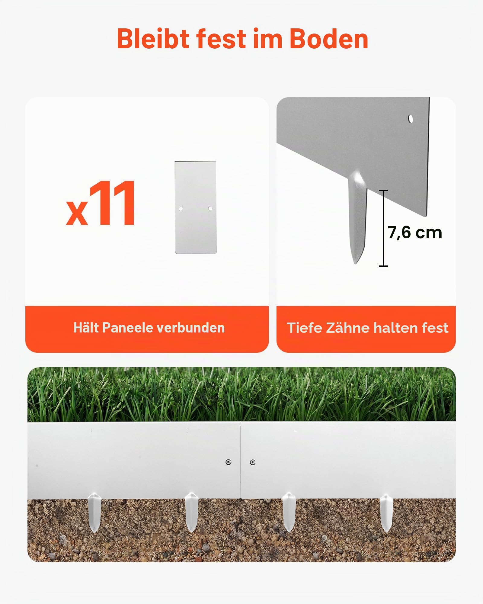 VEVOR Rasenkante, 10er-Pack, 100x23 cm Beeteinfassung, Cortenstahl Beetumrandung mit 11 Verbindungsplatten, Beetbegrenzung Rasenbleche Mähkante Metall Gartenpalisade für Blumenbeete & Gartenwege
