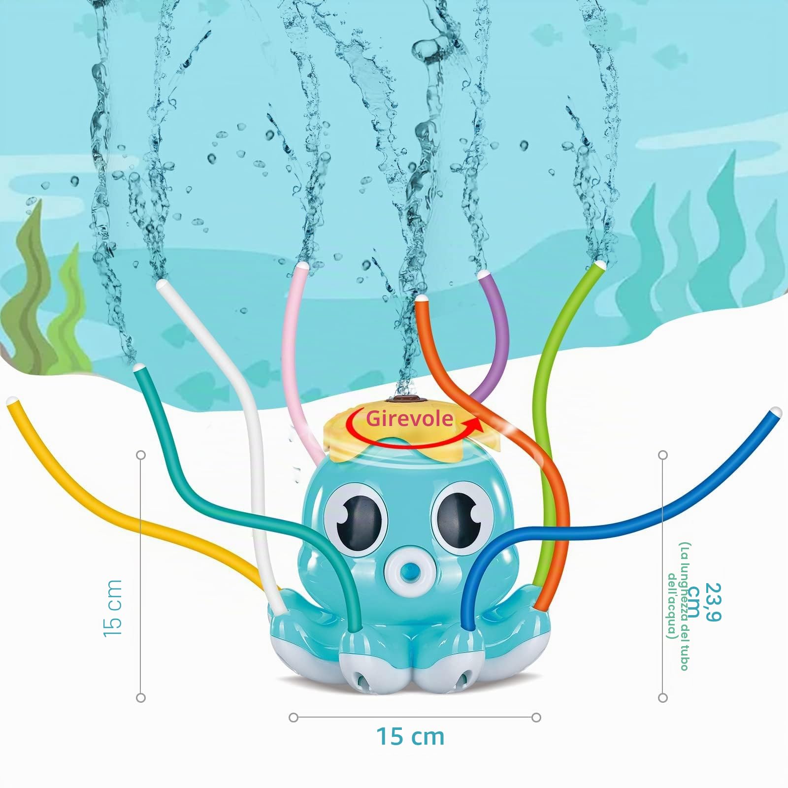 Giochi d'Acqua per Bambini - Giochi da Giardino con Spruzzino Acqua (Polpo-blu)