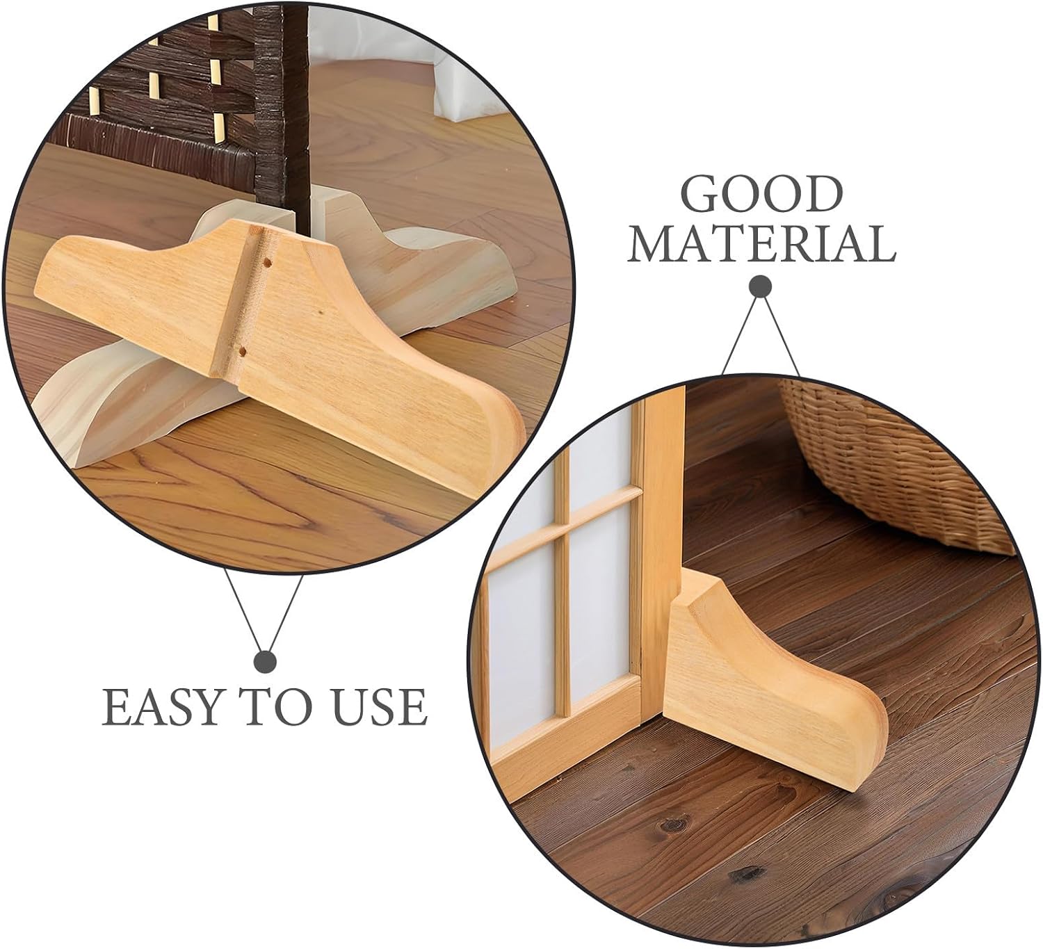 FAVOMOTO 4pcs Wooden Privacy Screen Panel Holder with Side Reinforcement, Folding Room Divider Stand Brackets for Easy Storage, Suitable for Home and Office Use