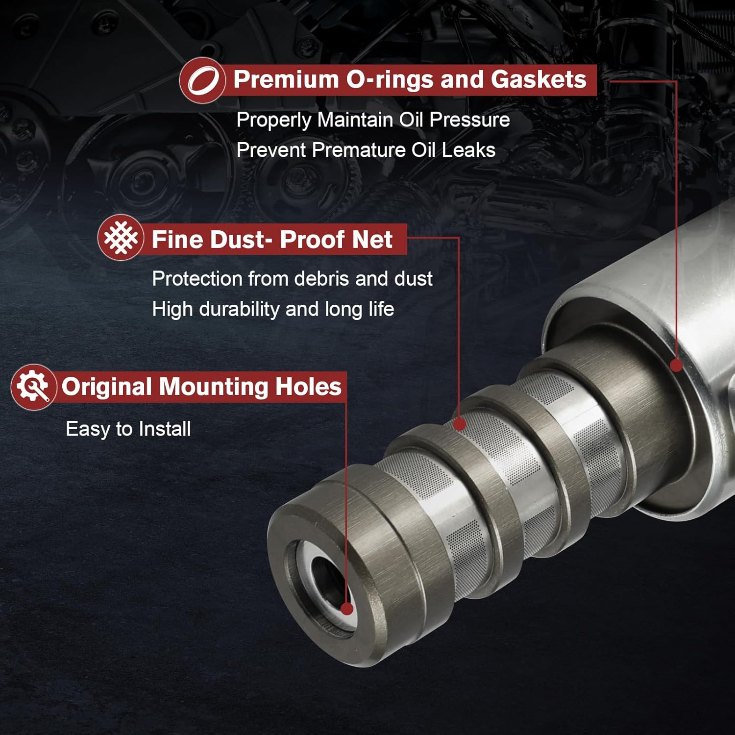 917197 917198 Engine Variable Valve Timing VVT Solenoid Intake and Exhaust Oil Control Valve Solenoid Compatible with Ford F150 Mustang Explorer Edge Expedition Lincoln MKS MKT 2011-2023 2PCS