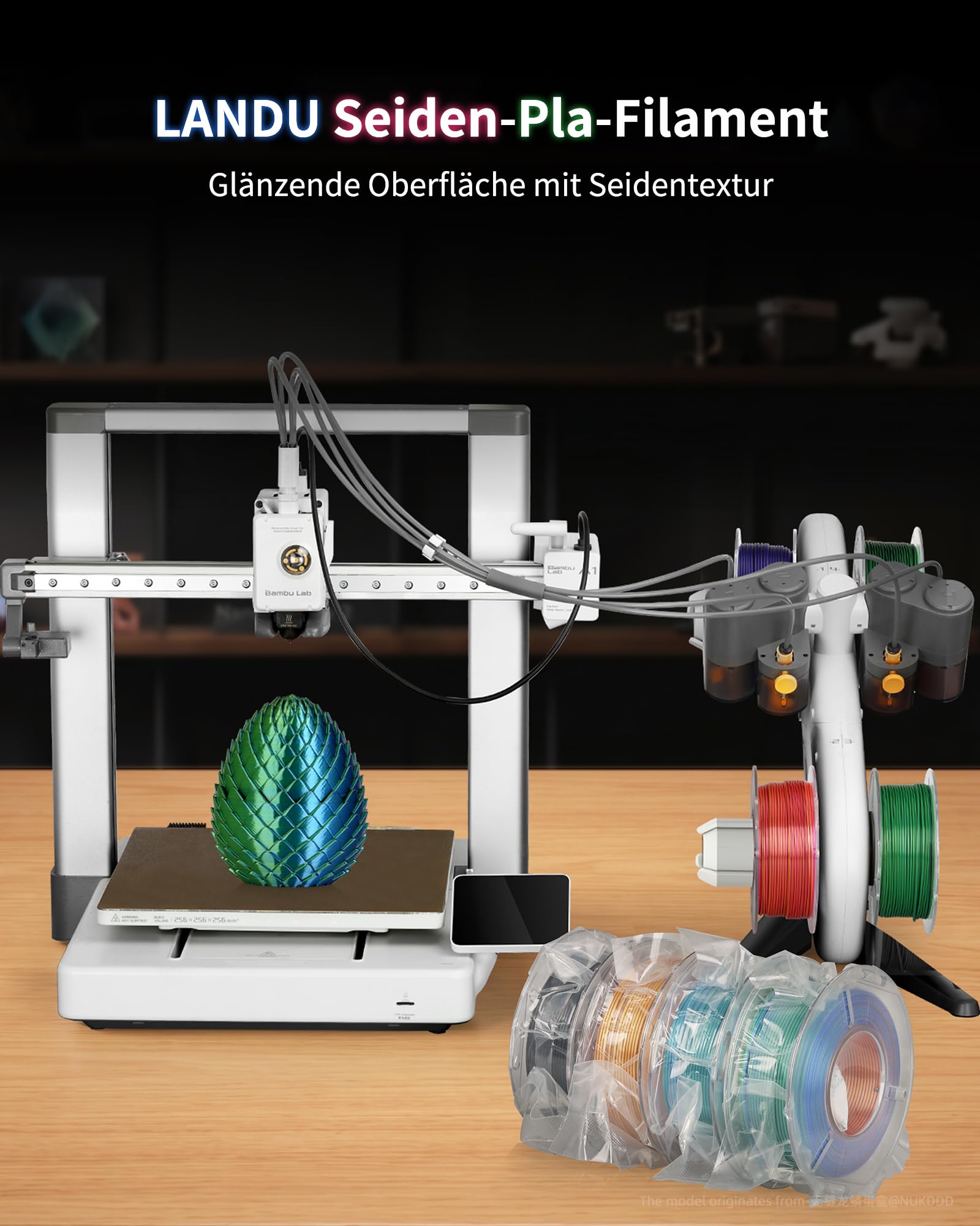 LANDU Silk PLA Filament Bundle Silk Dual Color PLA filament 1,75 mm do drukarki 3D filament Coextrusion Filament PLA Multiple Color PLA dokładność pomiaru +/- 0,02 mm, 4 opakowania szpul 250 g