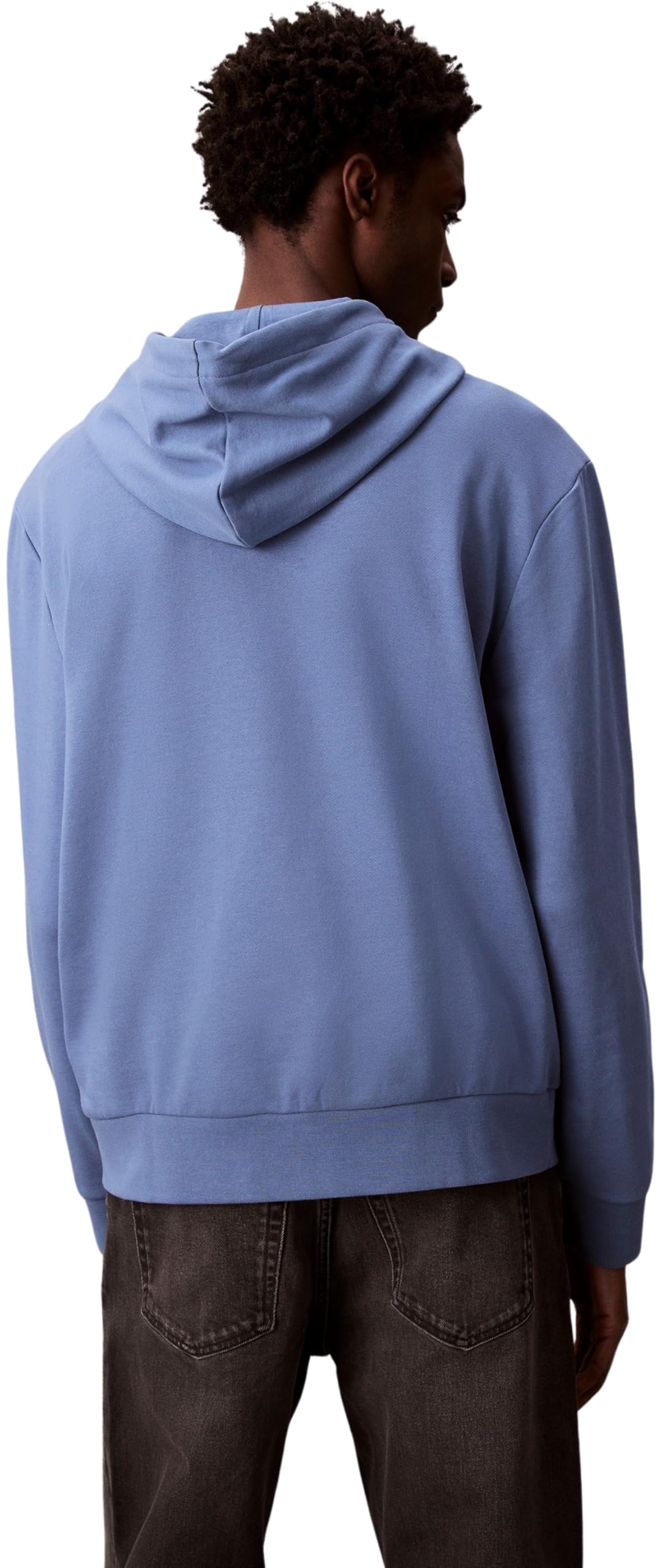 Calvin Klein Herren Hoodie Terry Badge mit Kapuze, Blau (Dull Nile Blue), L – Ansicht 2