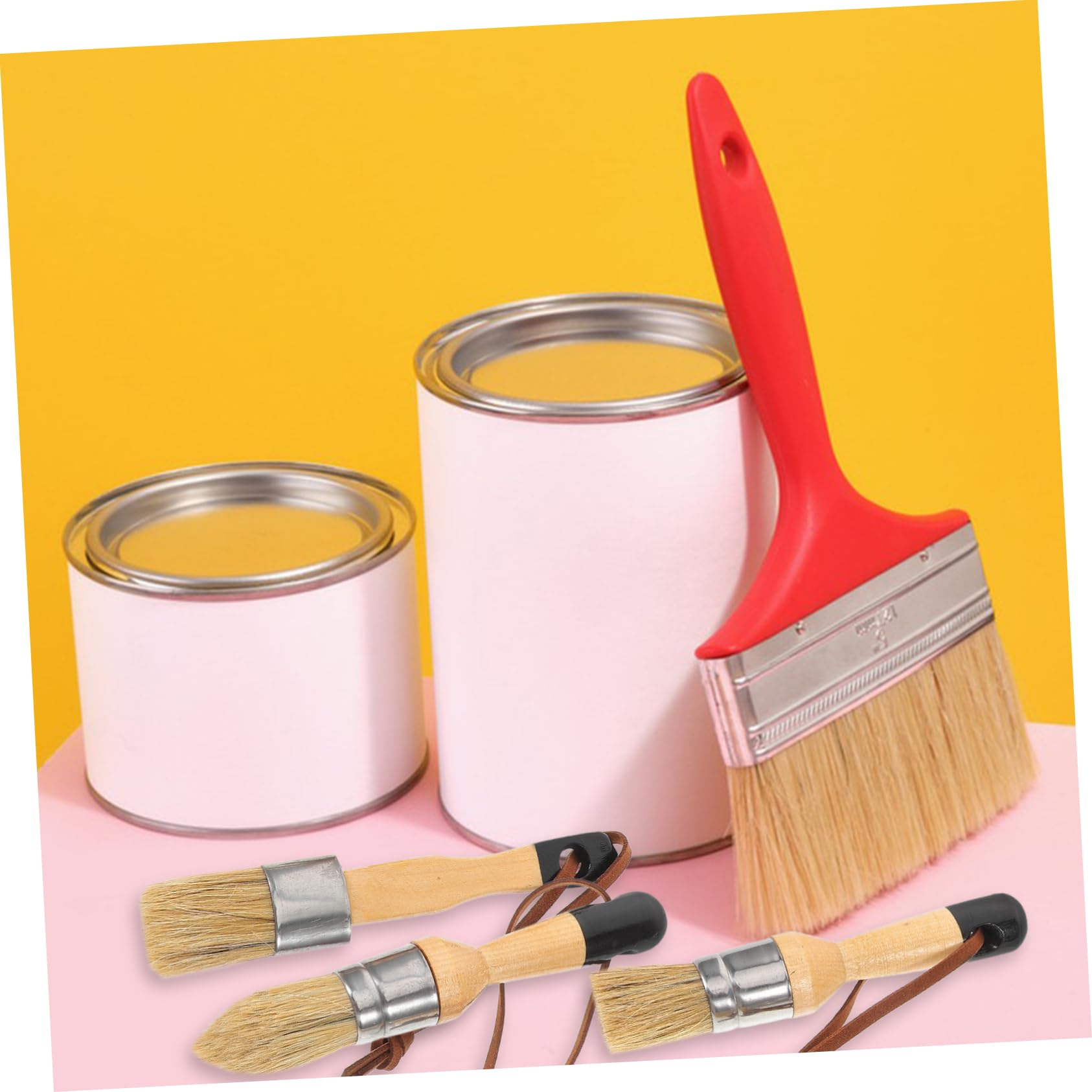 Tofficu Juego De Pincel De Cera Interior Casa Redondo Oscuro Pintar Mate Cepillo De Pintura del Hogar Pincel Ergonómico Cepillo De Acuarela De Madera 3 Piezas X 4