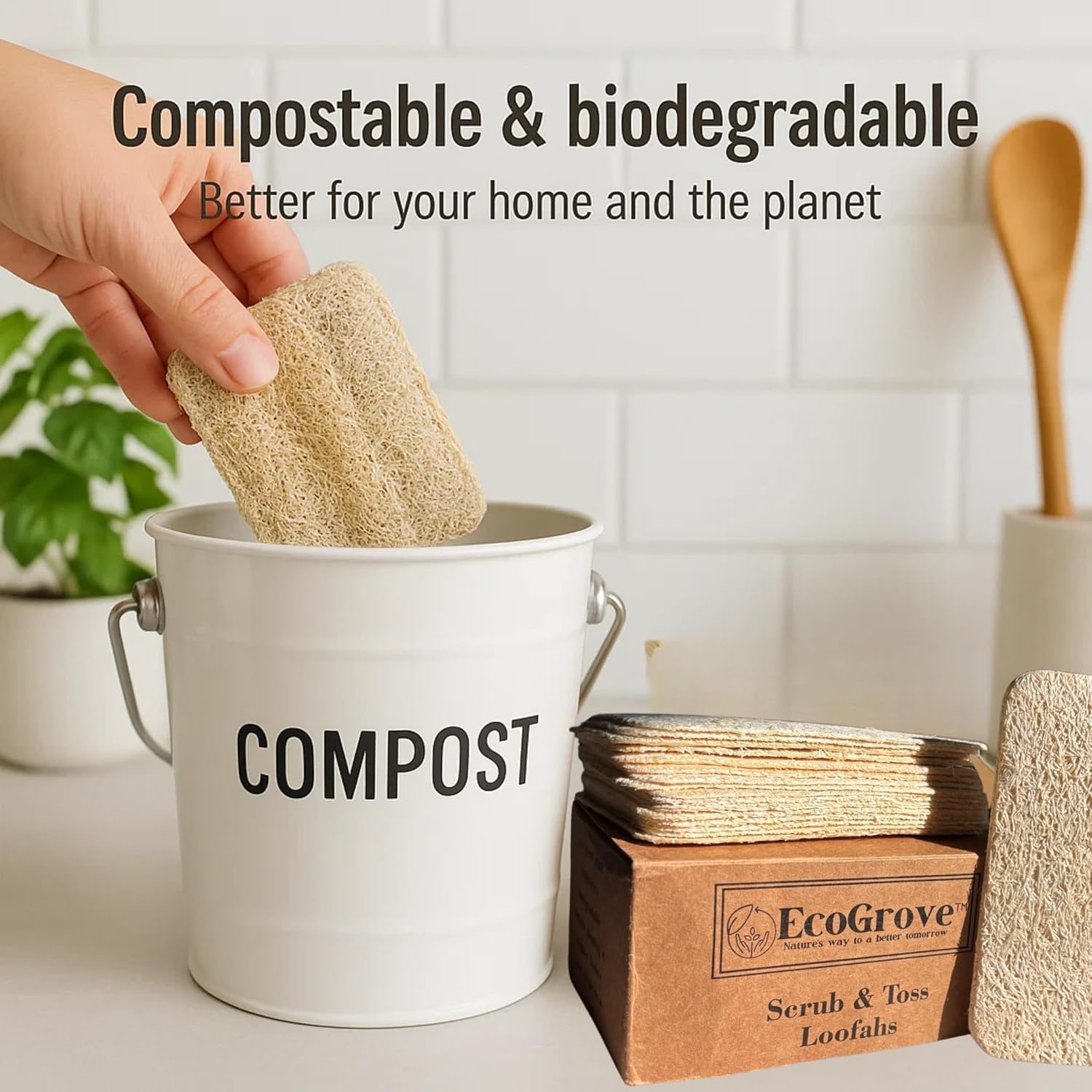 Esponjas de lufa 100 % naturales, sin BPA, para platos, cara, fabricación de jabón, ducha, exfoliante, ecológica, biodegradable, paquete de 30 comprimidas (lufa)